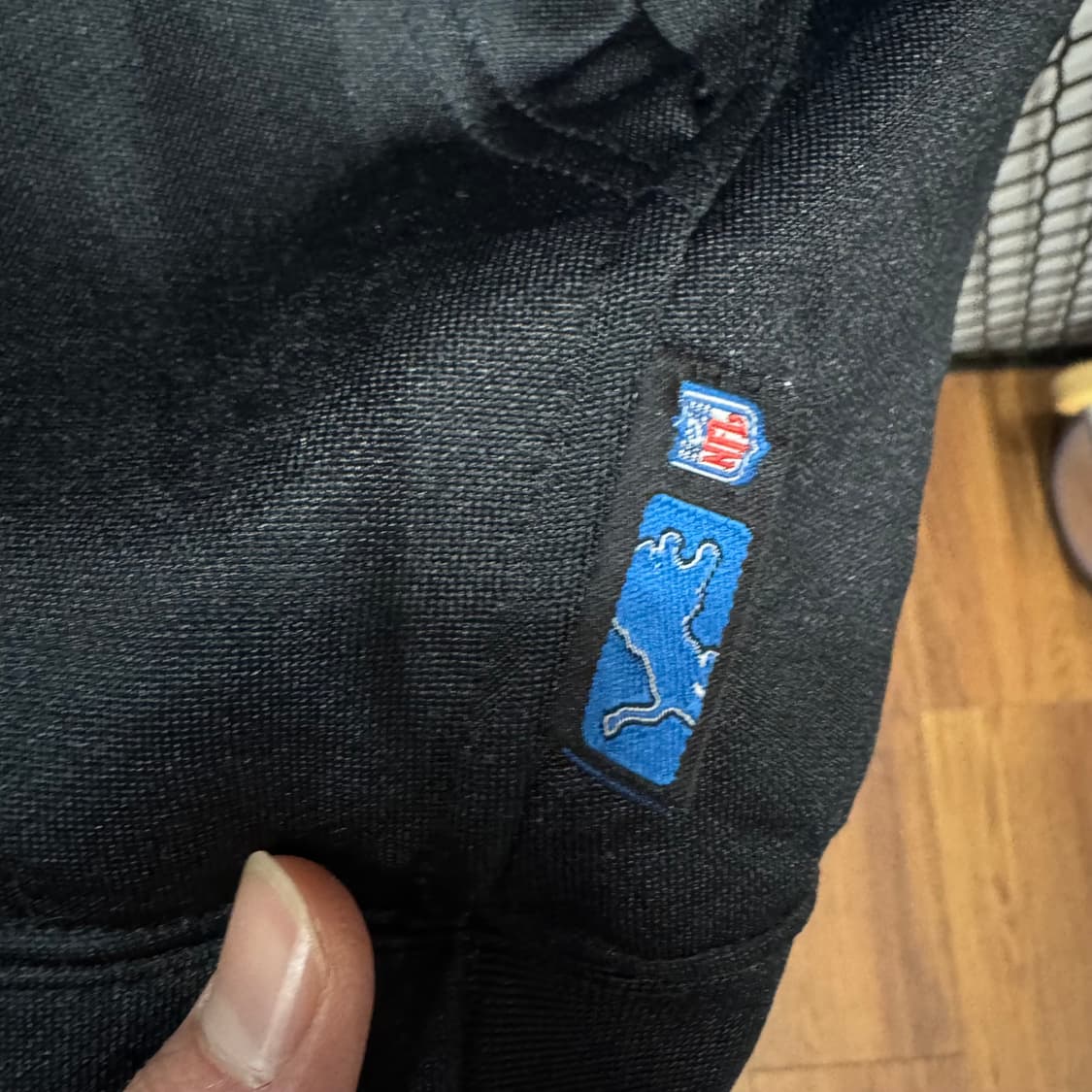 00s 리복 X NFL 후드 집업 라이언즈 자수 빅로고 블루 블랙 상품이미지7