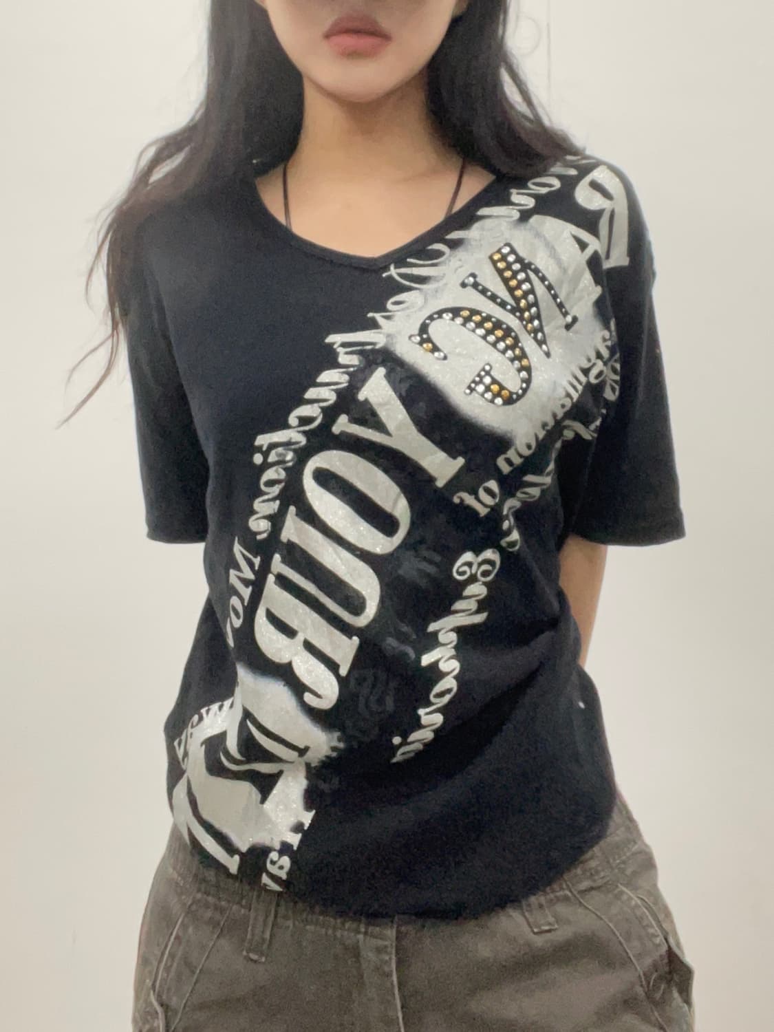  y2k lettering cubic Half T-shirt 상품이미지1