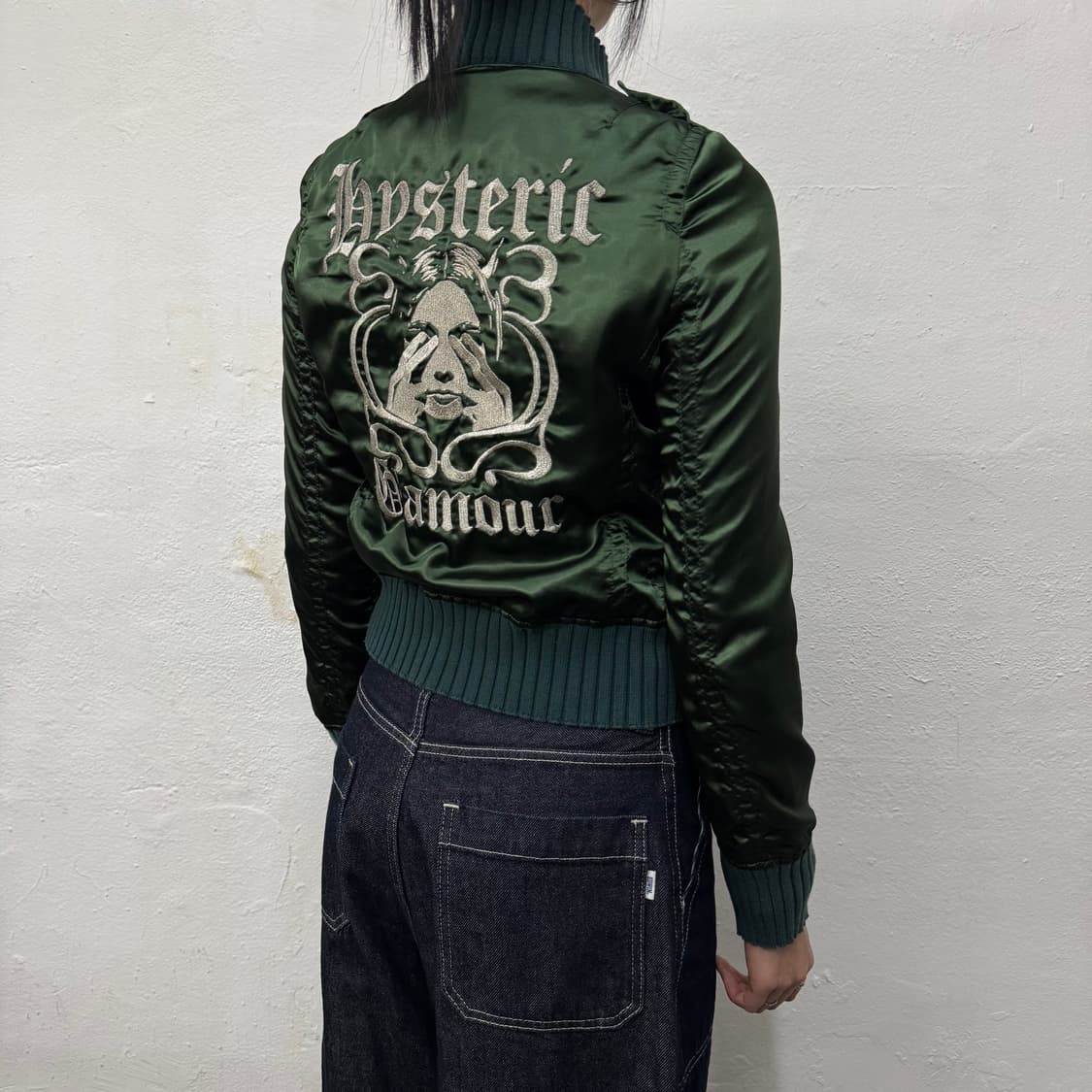 히스테릭글래머 올리브카키컬러 폴리에스터 쇼트 하이넥 블루종 자켓 상품이미지2