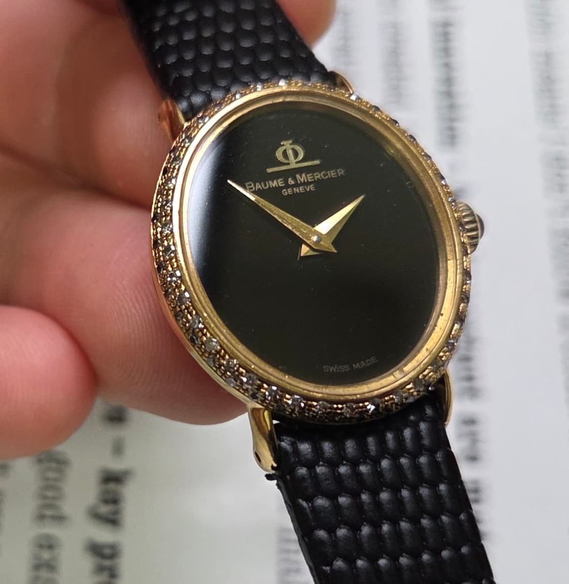 레어] 명품 보메메르시에 엘립스 18K올금통 블랙오닉스판 여성용 상품이미지1