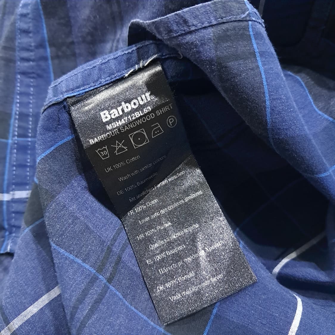 CL746 XL 바버 네이비 클래식 타탄 체크 네이비 셔츠 남방 상품이미지5