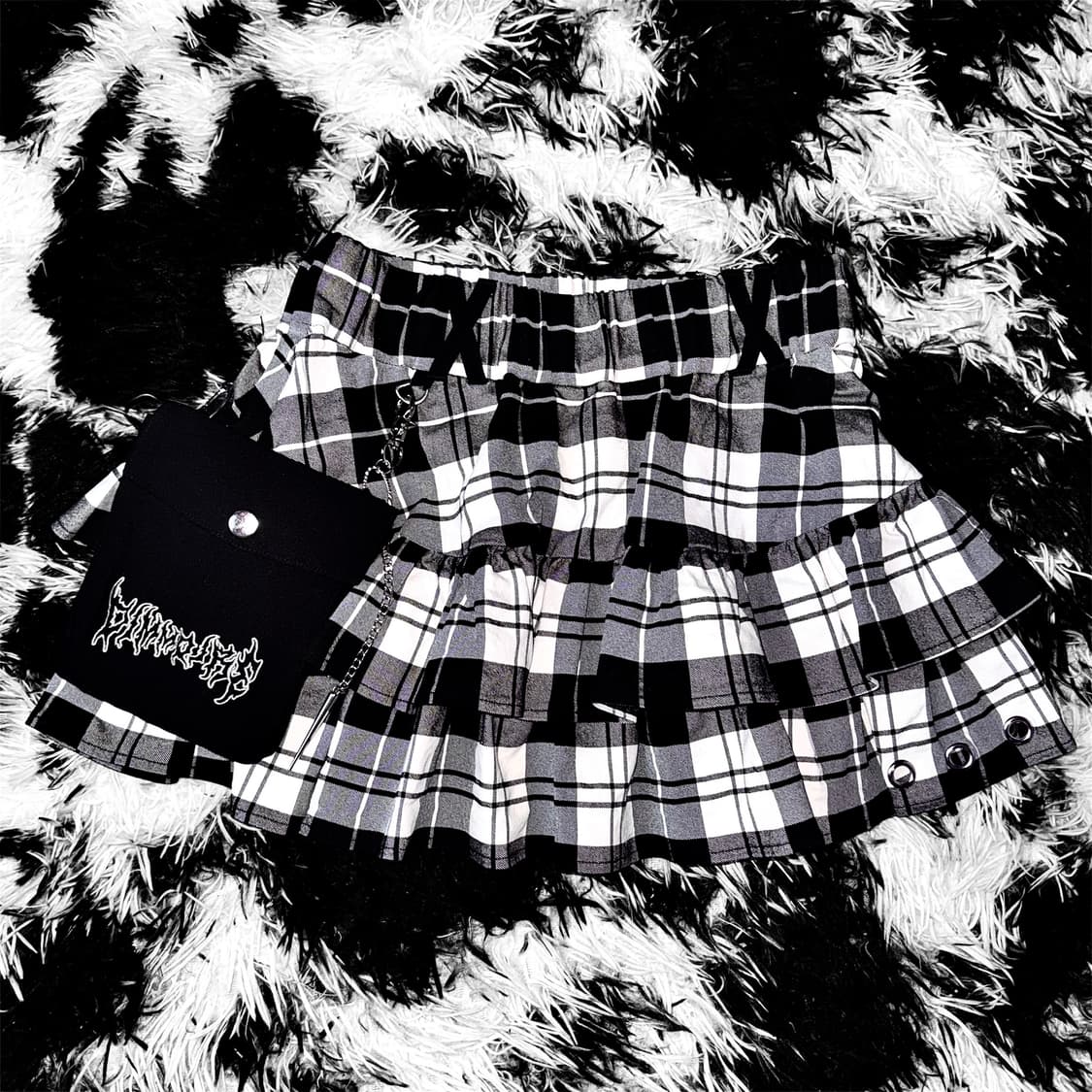 DIMMOIRE 체크 프릴 스커트 치마 상품이미지1