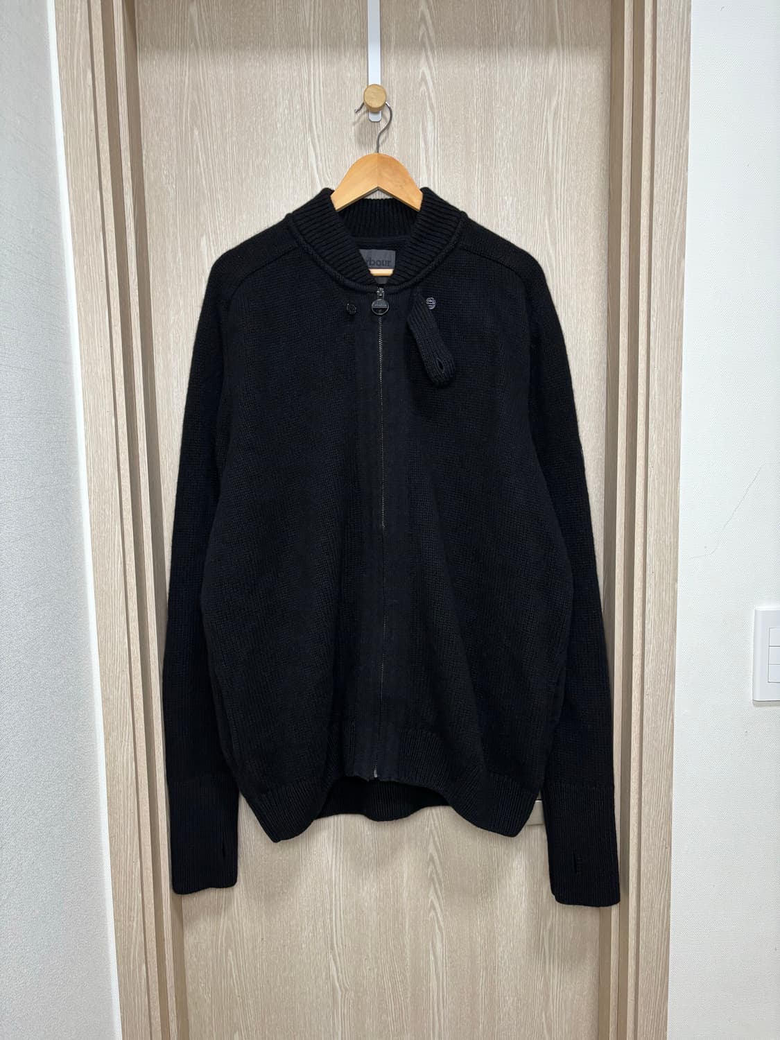 바버 인터내셔널 라이딩 울집업 스웨터XXL/넉넉110/블랙 상품이미지1