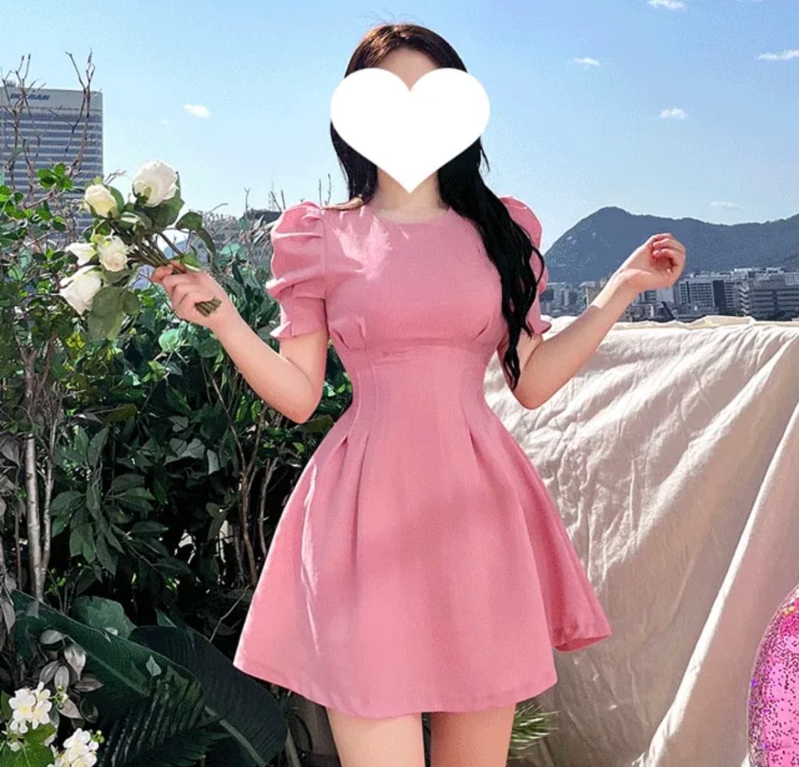 퍼프 셔링 원피스 상품이미지1