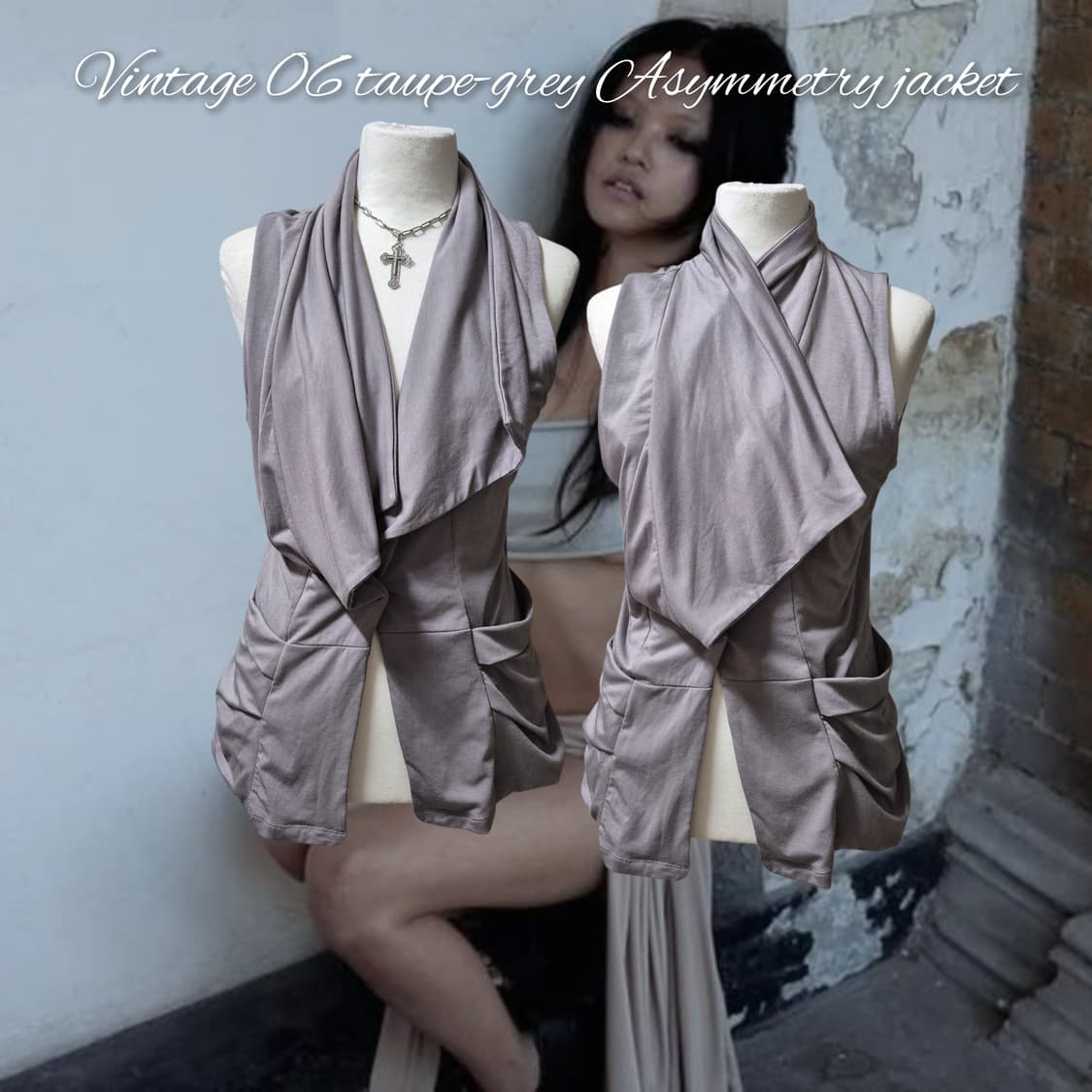 Vintage 06 taupe-grey Asymmetry jacket 상품이미지1