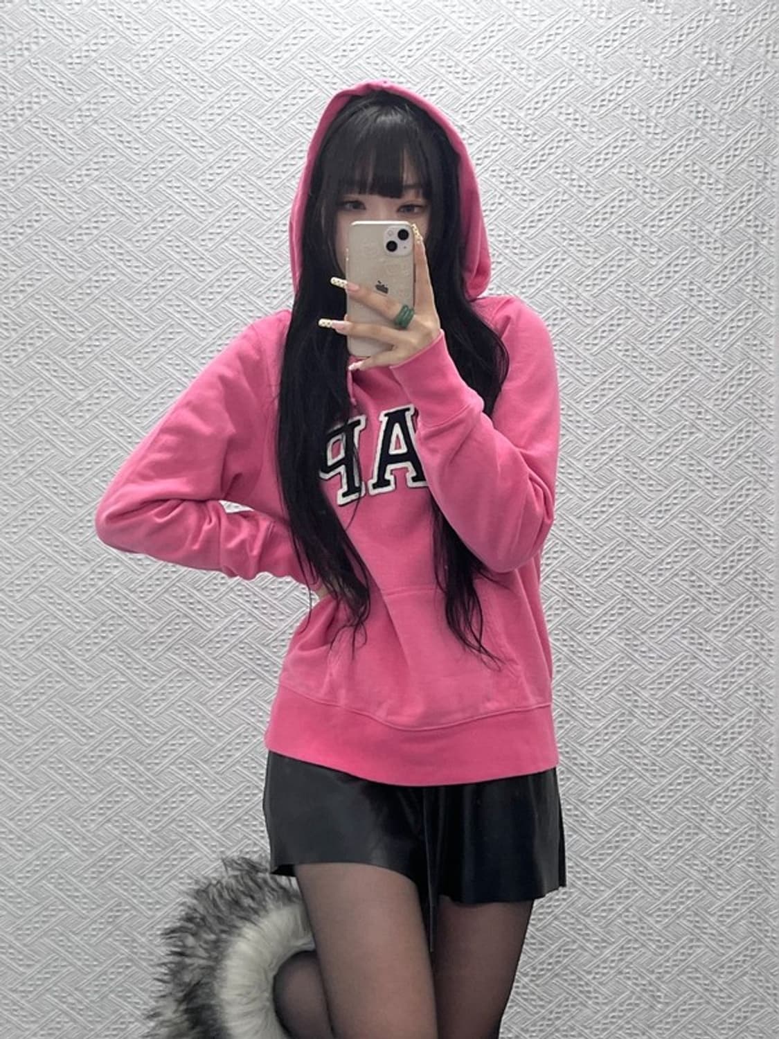 갭 Y2K 00's 키치 딸기우유 핫핑크 약기모 후드티 L C09919 상품이미지1