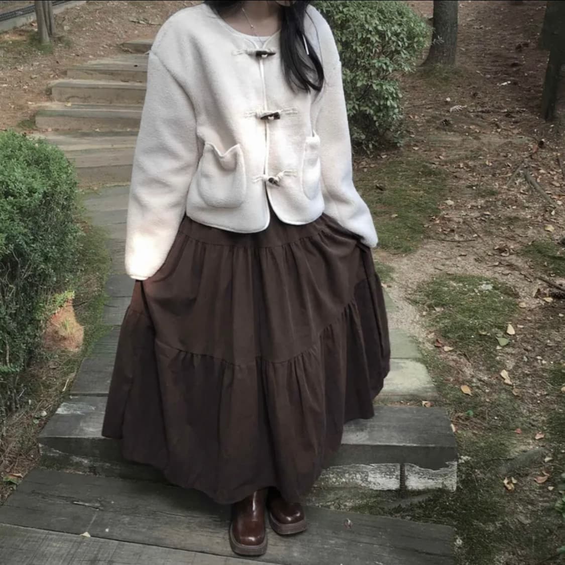 Brown corduroy long skirt 상품이미지5