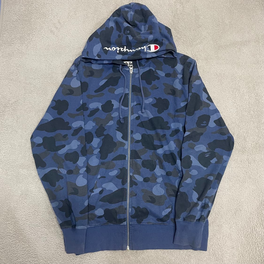 L) 베이프 X 챔피온 콜라보 청계 후드 집업 블루 상품이미지2