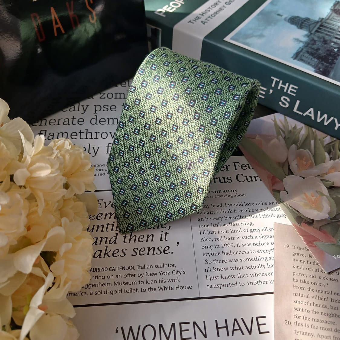 DAKS 닥스 실크 그린 패턴 넥타이 8cm S~A+등급 E815
 상품이미지2