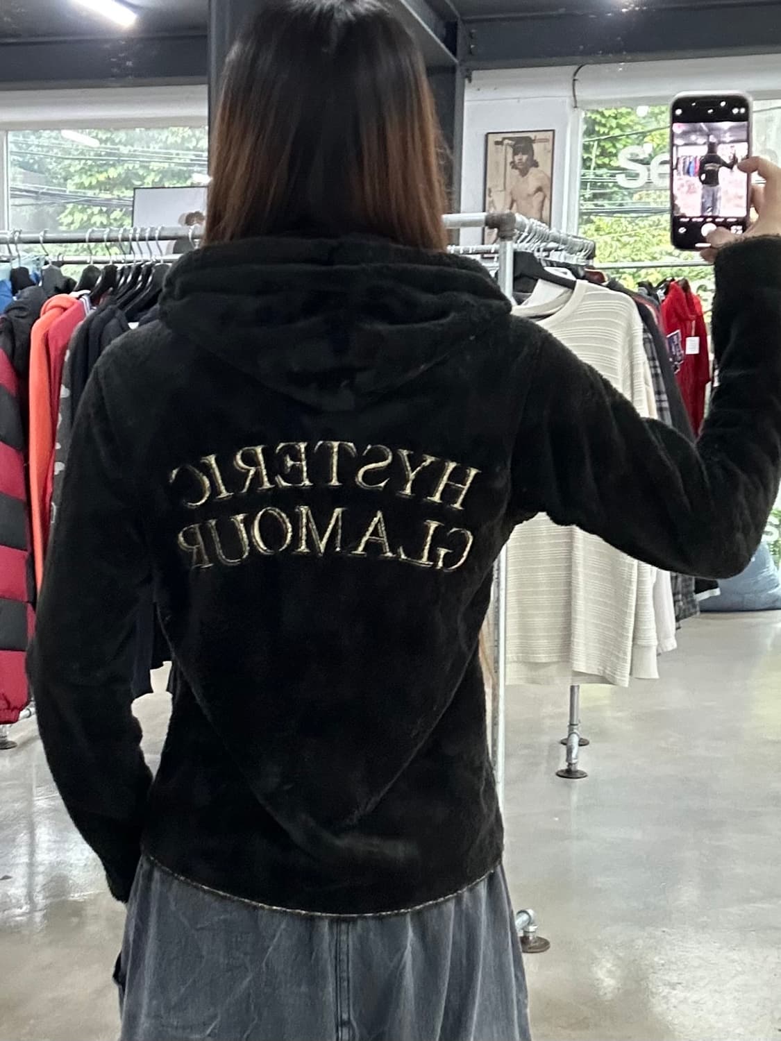 히스테릭글래머 스컬자수로고 플리스 후드집업 상품이미지2