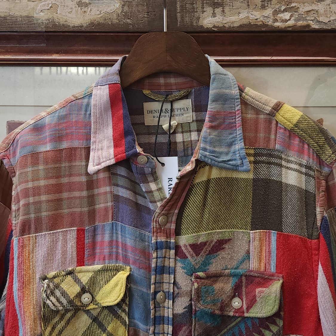 폴로 데님앤서플라이 패치워크 투포켓 체크셔츠 M 상품이미지5