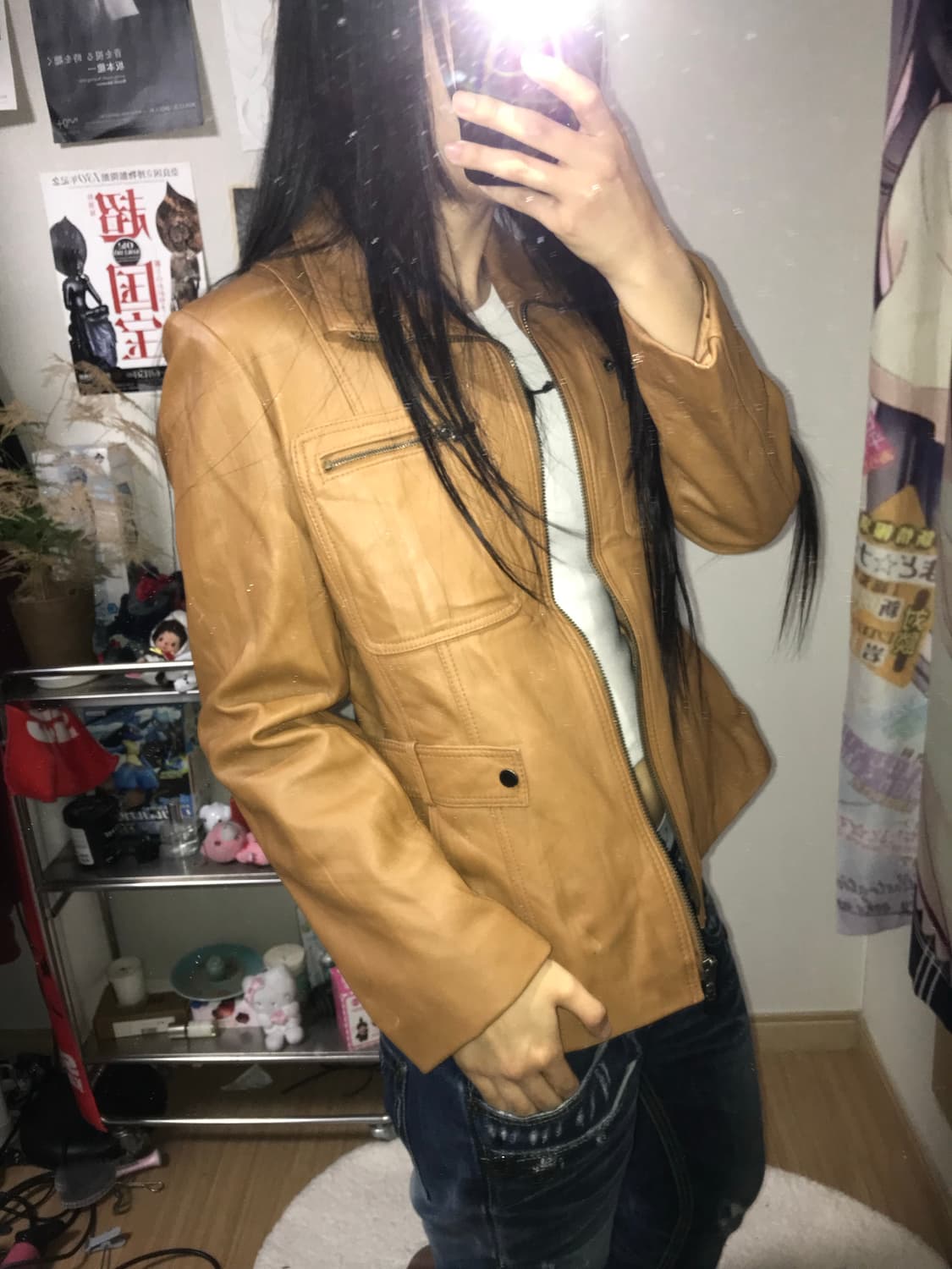 Chic 램스킨 브라운 레더자켓 상품이미지2