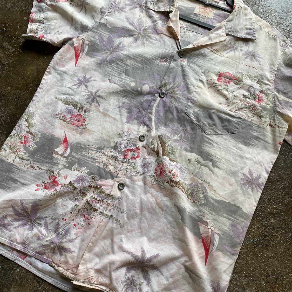 빈티지 하와이안 반팔 셔츠 플라워 패턴 상품이미지3