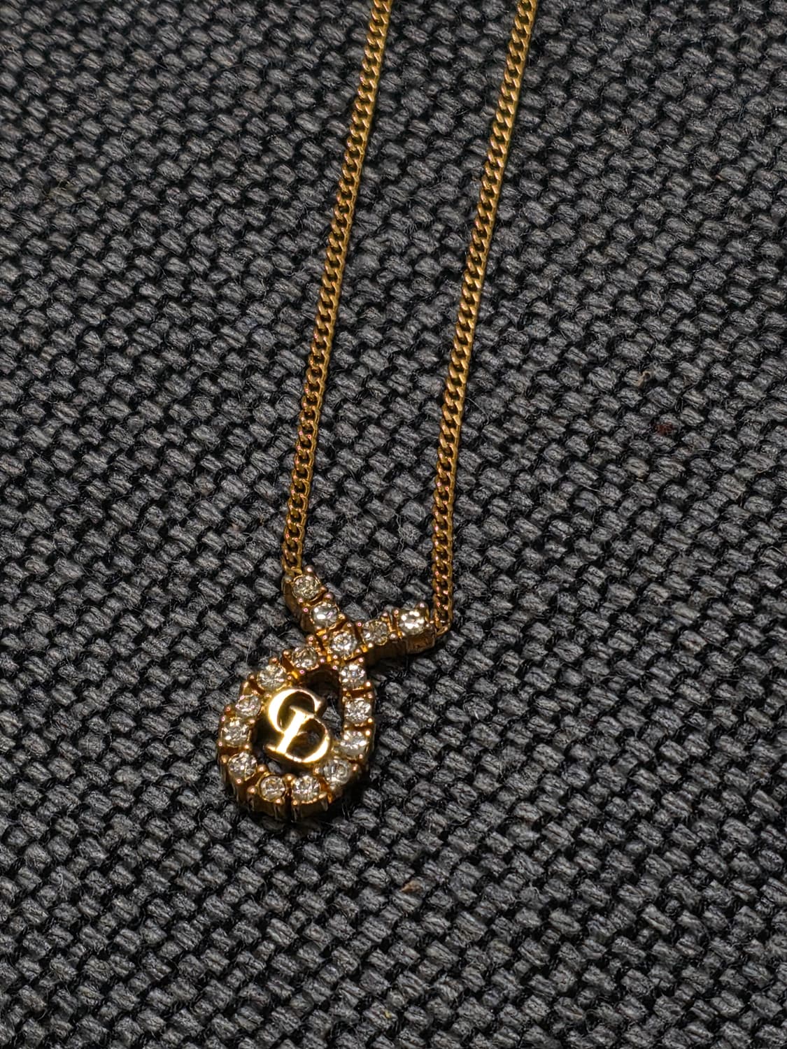 디올 Dior 정품 빈티지 꼬임 큐빅 CD 로고 목걸이 상품이미지1