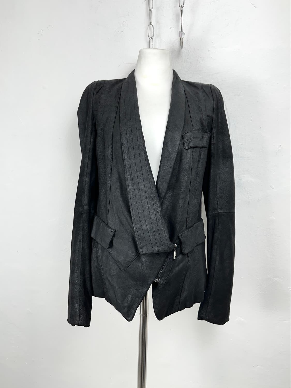 Lambskin Asymmetric Shawl Collar Jacket  상품이미지2