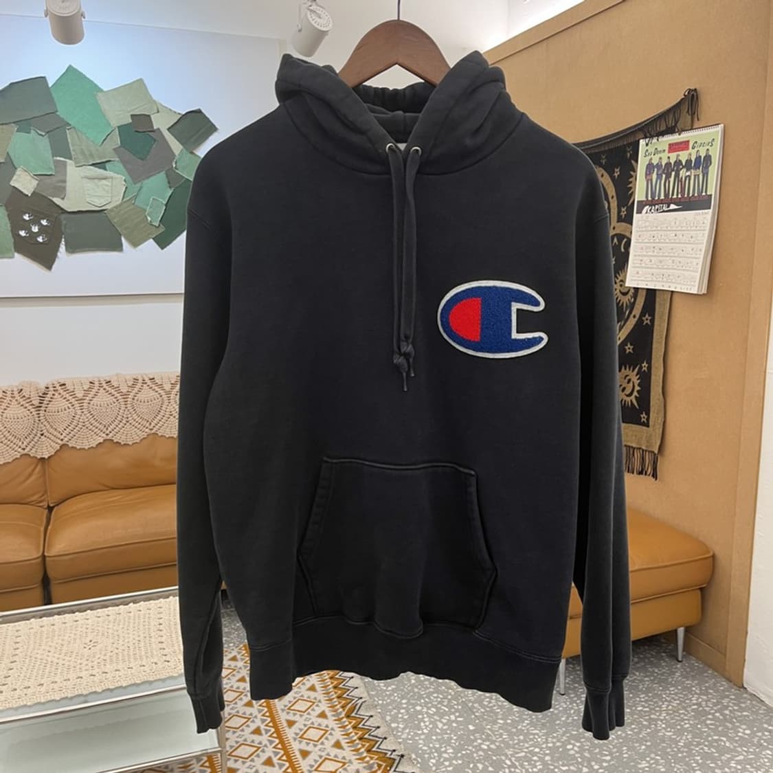 챔피온 올드스쿨 캐주얼 빈티지 빅부클로고 후드티 XL C10859 상품이미지3