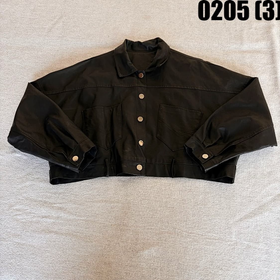 [실측확인] 빈티지 여성 크롭 인조 가죽 자켓 0205(3) 상품이미지1