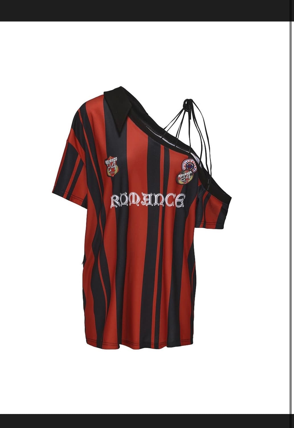 카리나 착용) 24ans 블록코어 오프숄더 스트라이프 럭비 티셔츠 상품이미지1