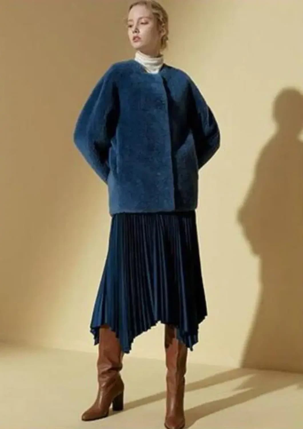 씨티지 호주산 양모100 리버시블 하프코트 / 프리 상품이미지3