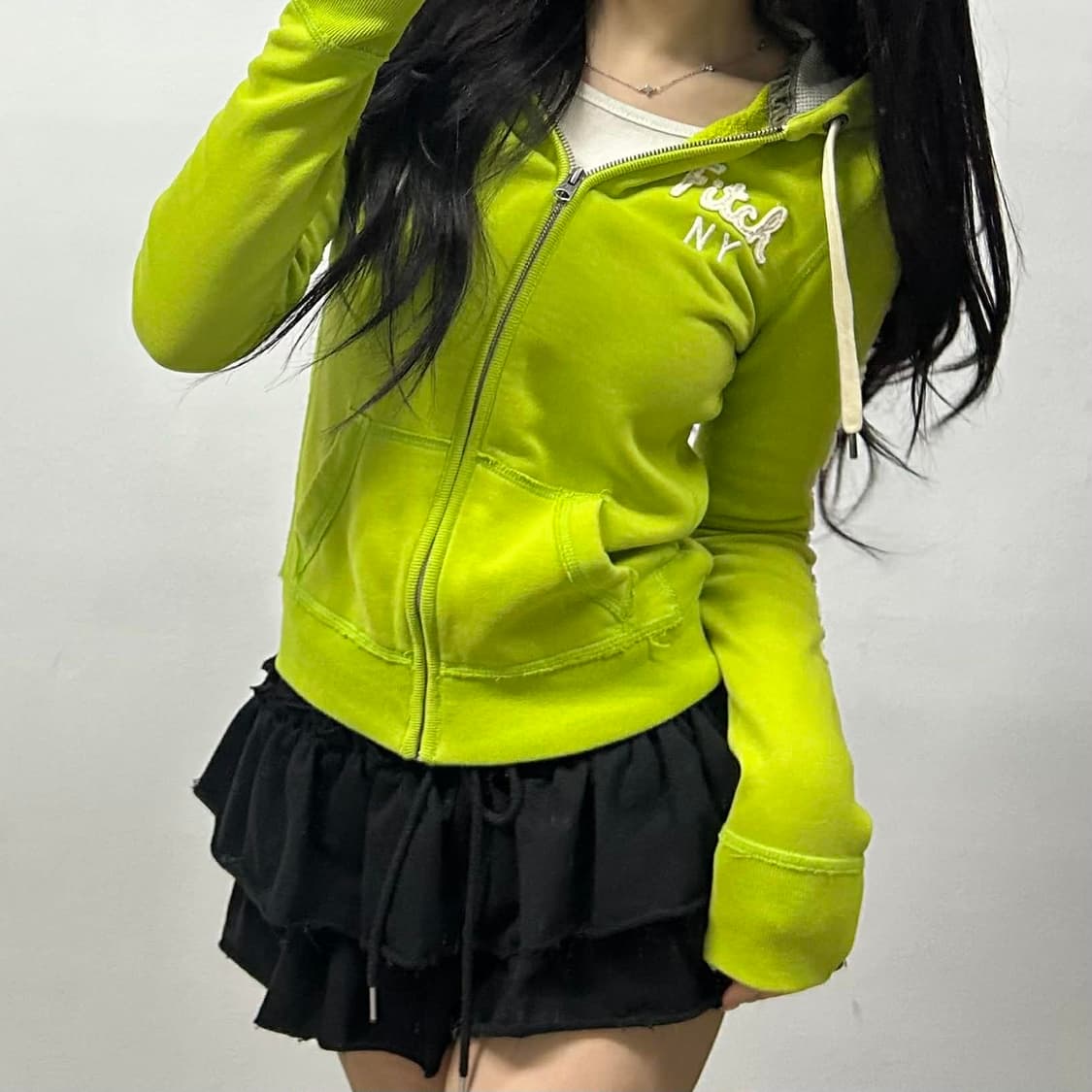 아베크롬비 y2k 여리핏 말차라떼 대대장 러블리힙 후드집업 희귀져지(S) 상품이미지2