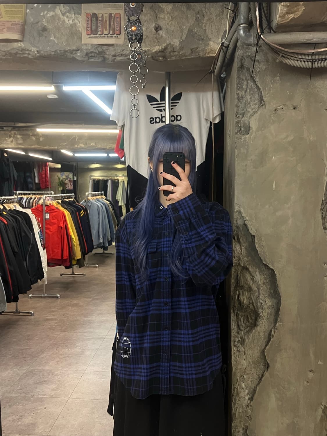 디스이즈네버댓 체크 후드 셔츠 네이비 L #csz2283  상품이미지2