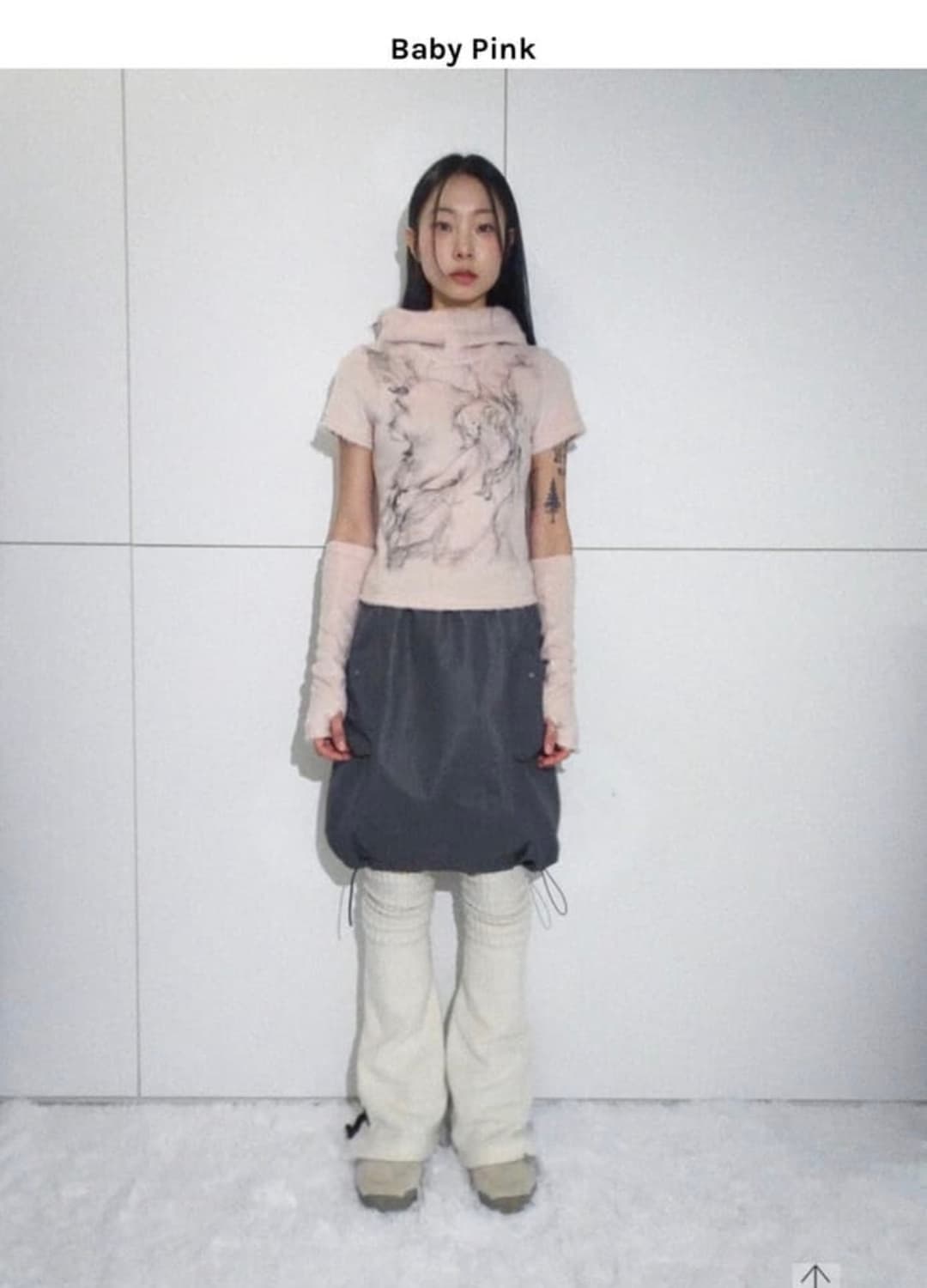 허그유어스킨 퍼리 후드 셋업 화이트 상품이미지1