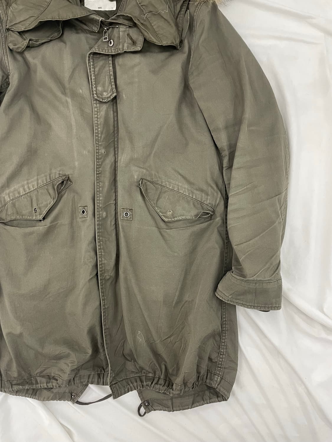  Khaki long hoodie fur fish tail jacket 상품이미지4