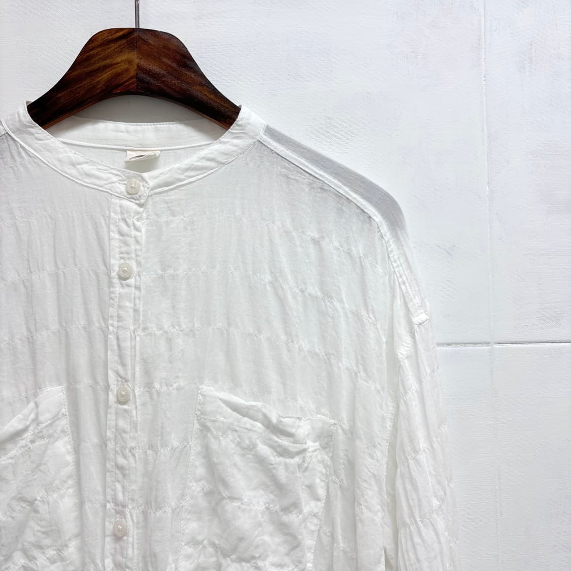 화이트 쉬미즈 셔링 셔츠 블라우스 M JPN 상품이미지2