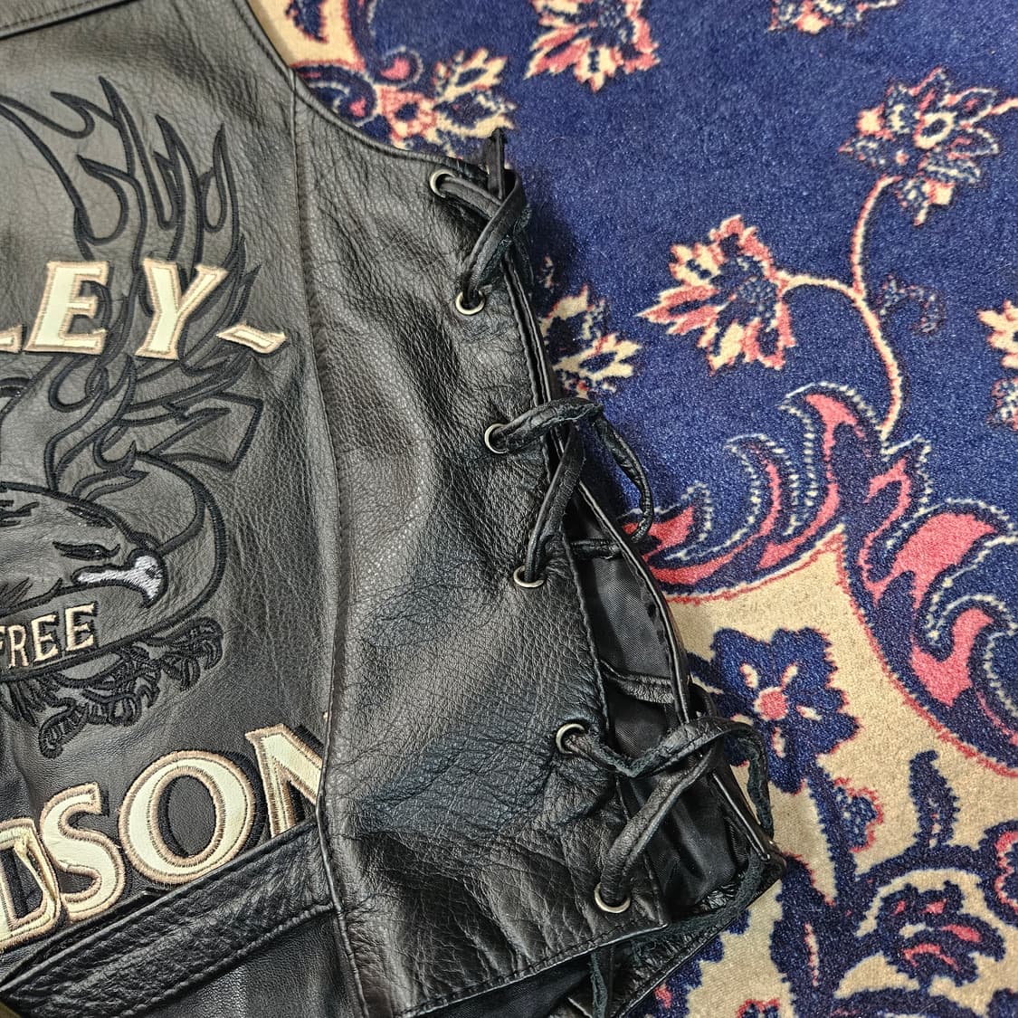 할리데이비슨 90~00's 소가죽 빅로고 패치드 베스트 자켓 상품이미지3