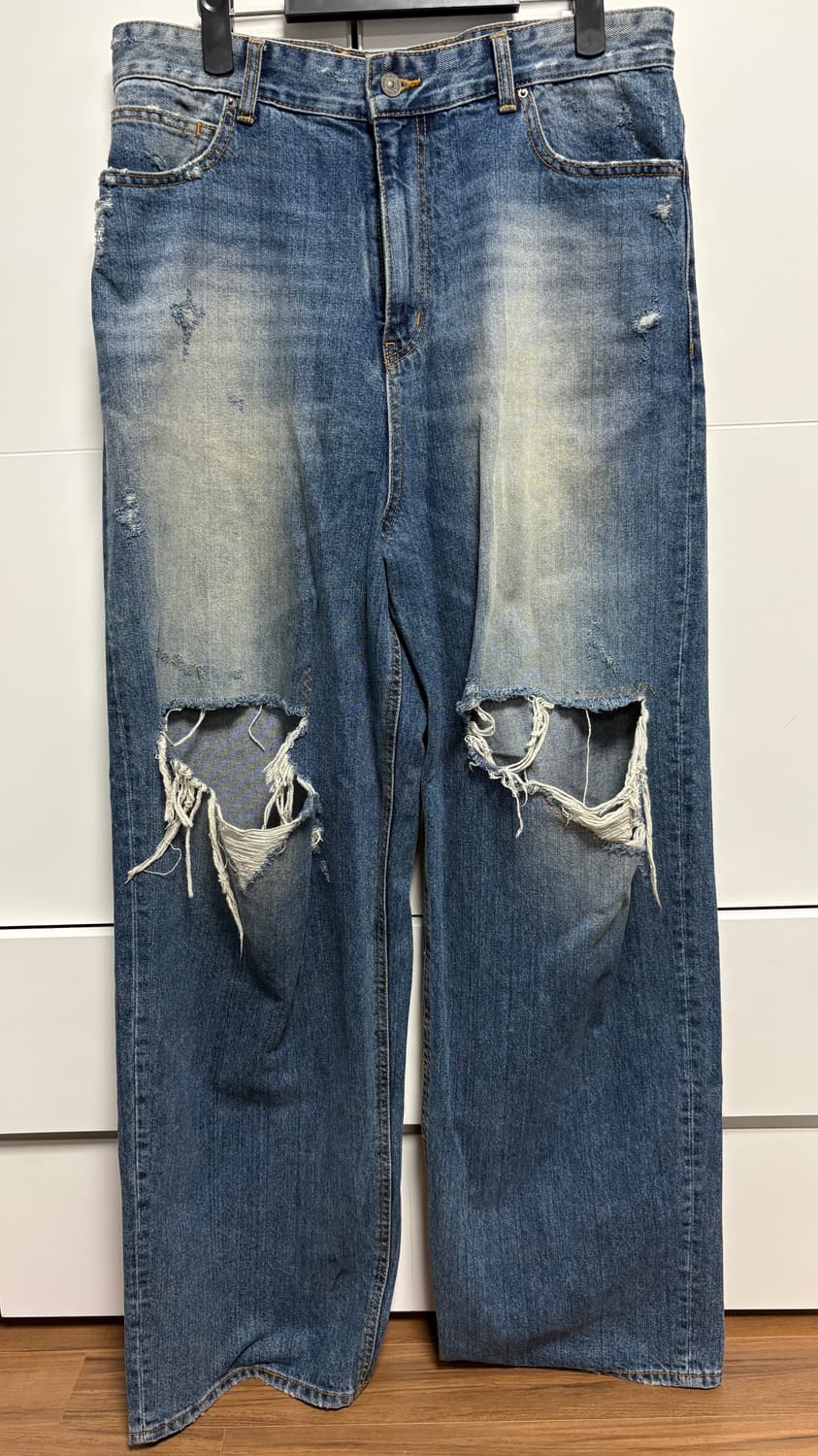 메종미네드 WEB DAMAGE LONG DENIM PANTS M/BLUE 상품이미지4