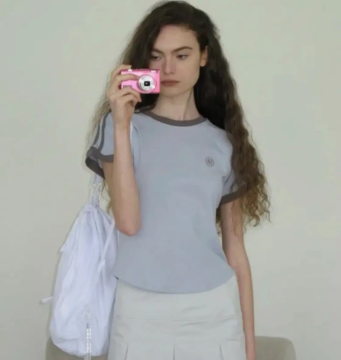 파르티멘토우먼 컬리지 스트라이프 링거티_스카이 상품이미지1