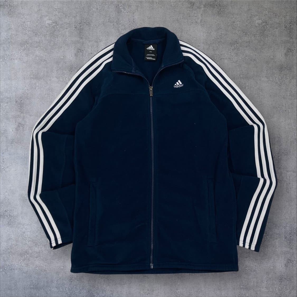 아디다스 스몰 로고 사이드 라인 네이비 플리스 자켓 상품이미지1