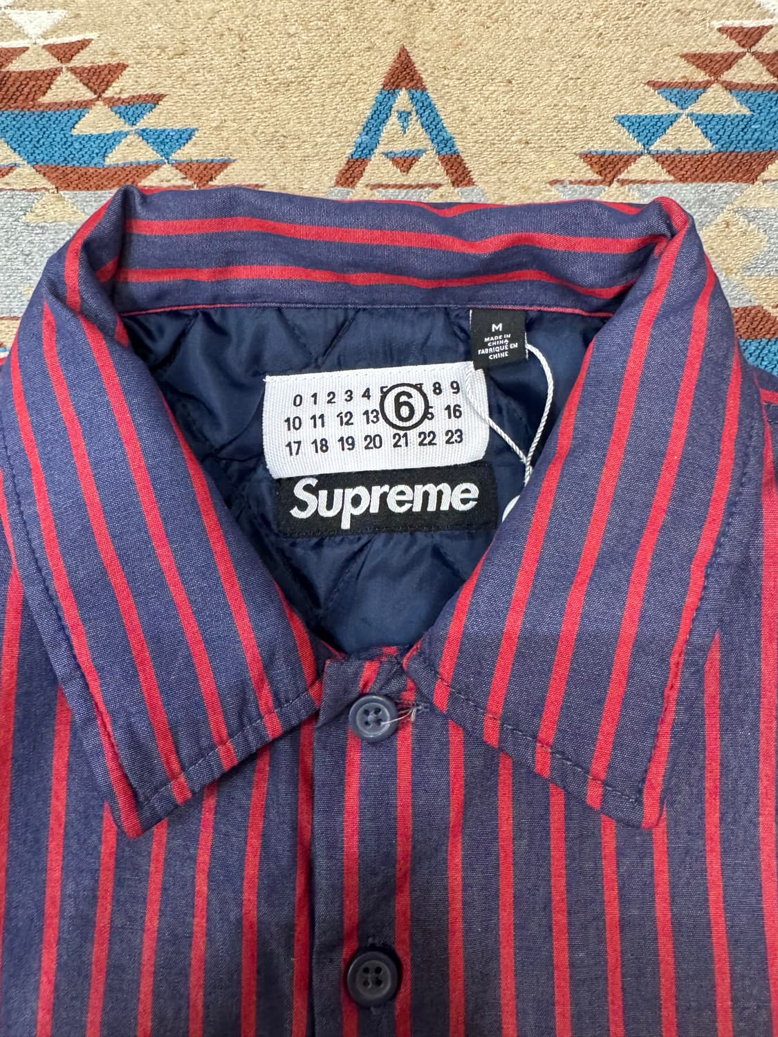 [M] 슈프림 x MM6 메종 마르지엘라 패디드 셔츠 스트라이프 상품이미지2