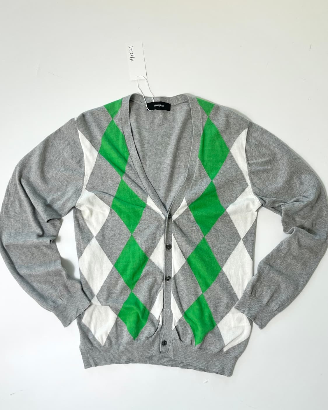 그린 포인트 그레이 아가일 가디건 상품이미지7