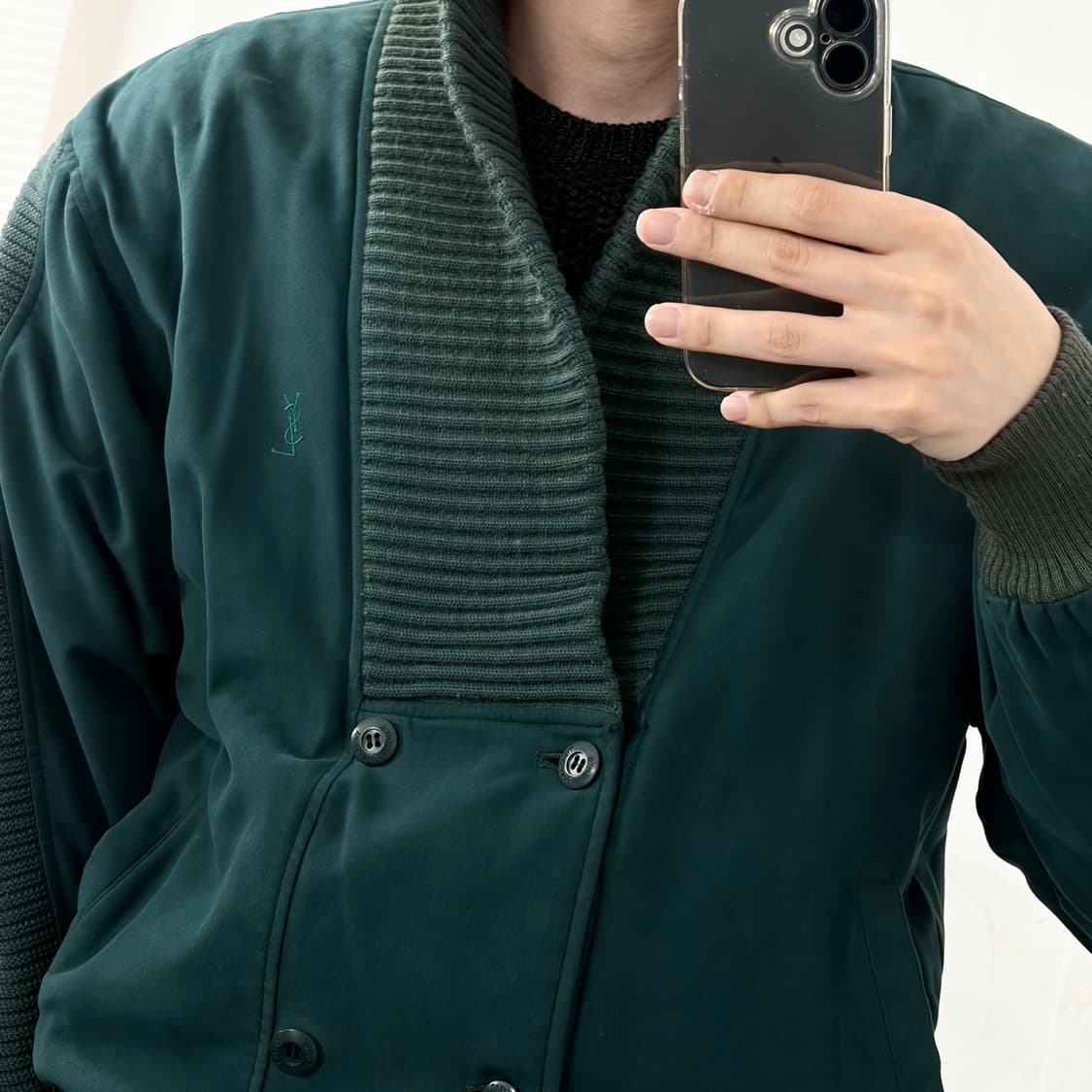 입생로랑 90s 숄카라 니트 봄버 자켓 상품이미지5