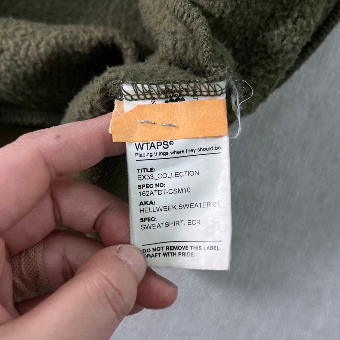 100 더블탭스 올리브 카키 맨투맨 상품이미지7