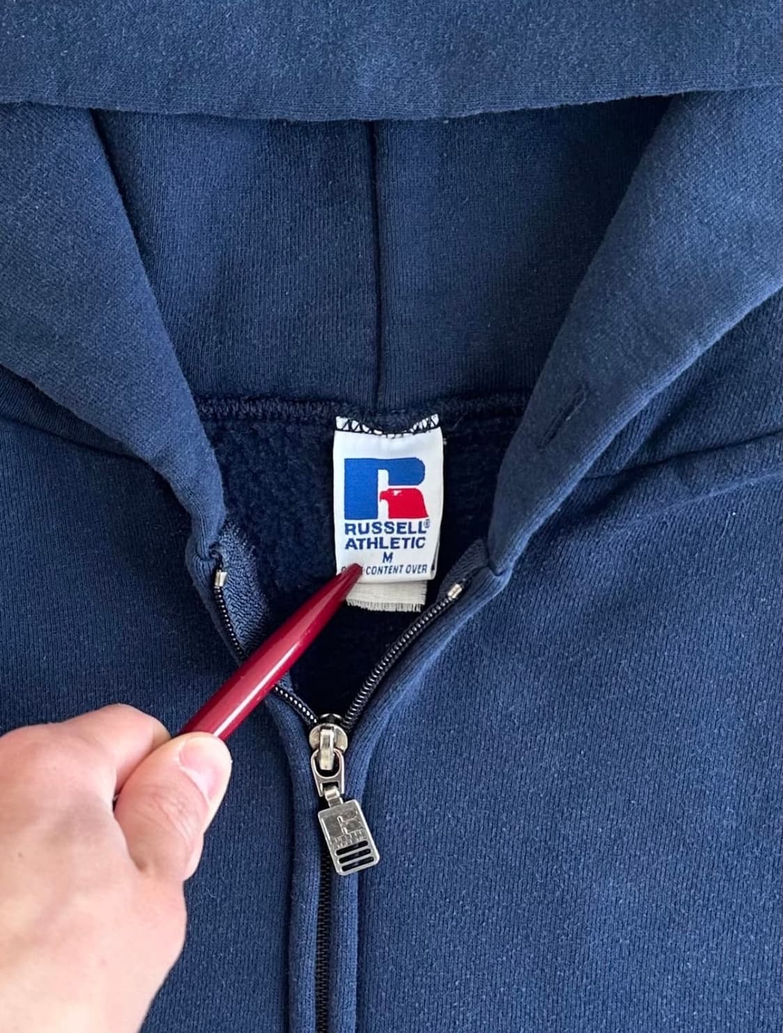 90s 빈티지 러셀 후드집업 네이비 M 상품이미지6