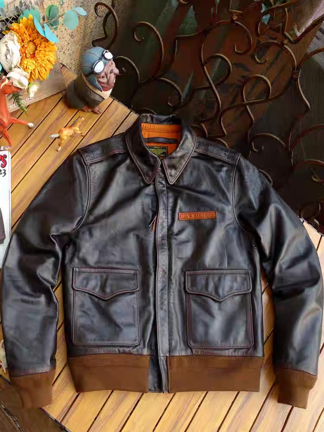 A-2 가죽자켓 레드브라운 말가죽 40(XL) 새상품 판매 상품이미지1