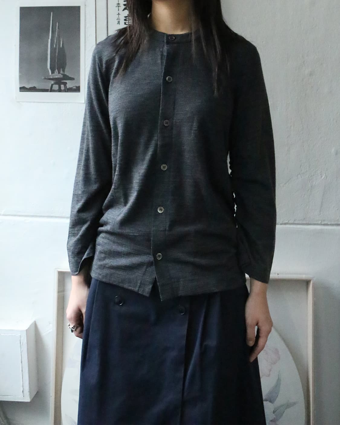 꼼데가르송 트리콧 울 사이드 셔링 가디건 상품이미지3