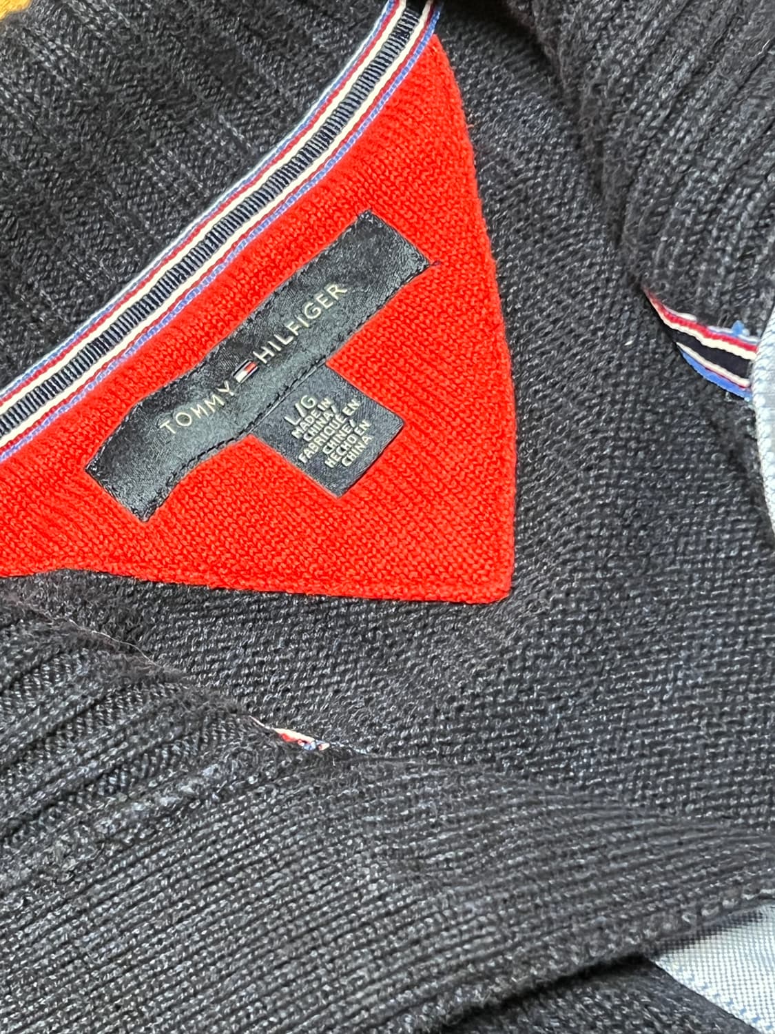 타미힐피거 투포켓 니트 집업 L 네이비 상품이미지5