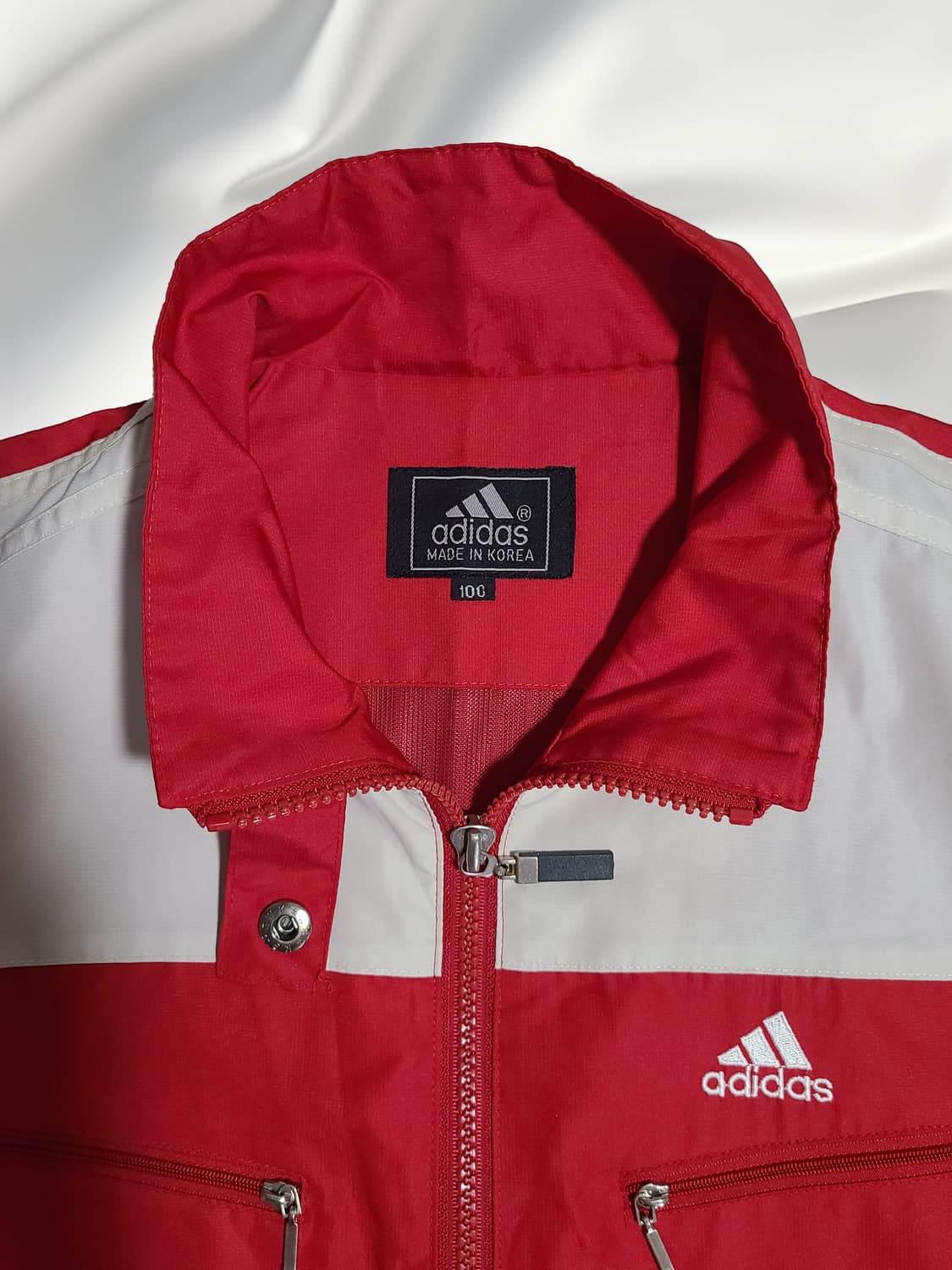 아디다스 100 레드/화이트 트랙탑 빈티지 바람막이 레트로 올드스쿨 상품이미지2