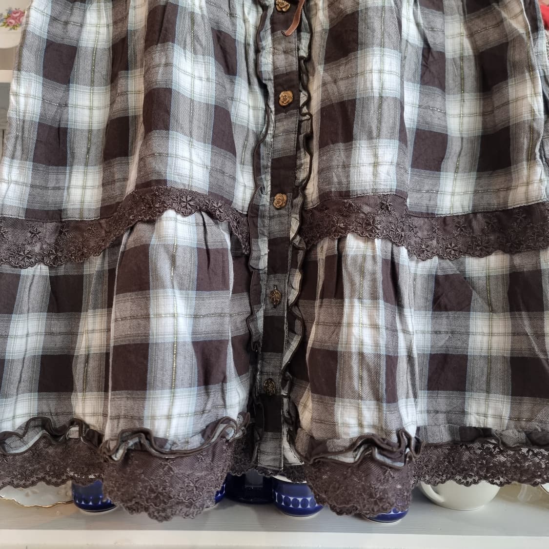 axes femme 악세즈 팜므 초코 체크 레이스 원피스 상품이미지8