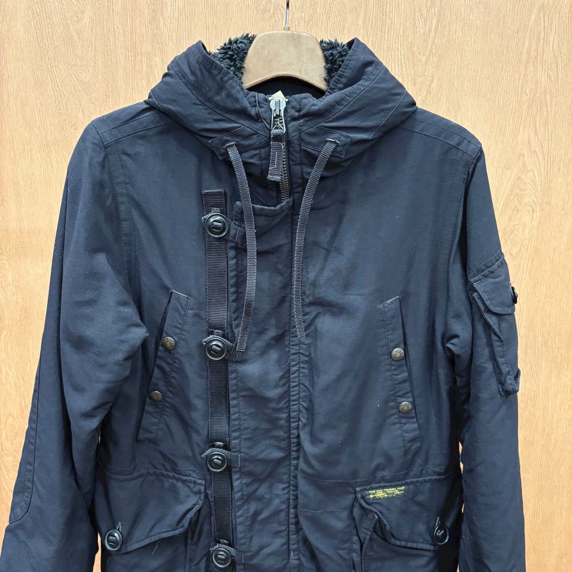 폴로 진스 컴퍼니 후드 필드 자켓 더블 플래킷 버튼업 멀티 포켓 블랙 상품이미지4