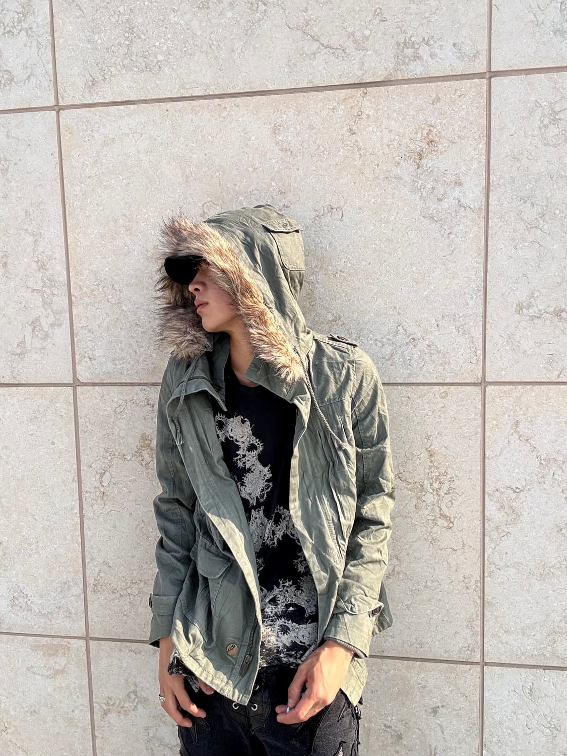 “ROXY”Y2K Grunge Fur Field Jacket 상품이미지1