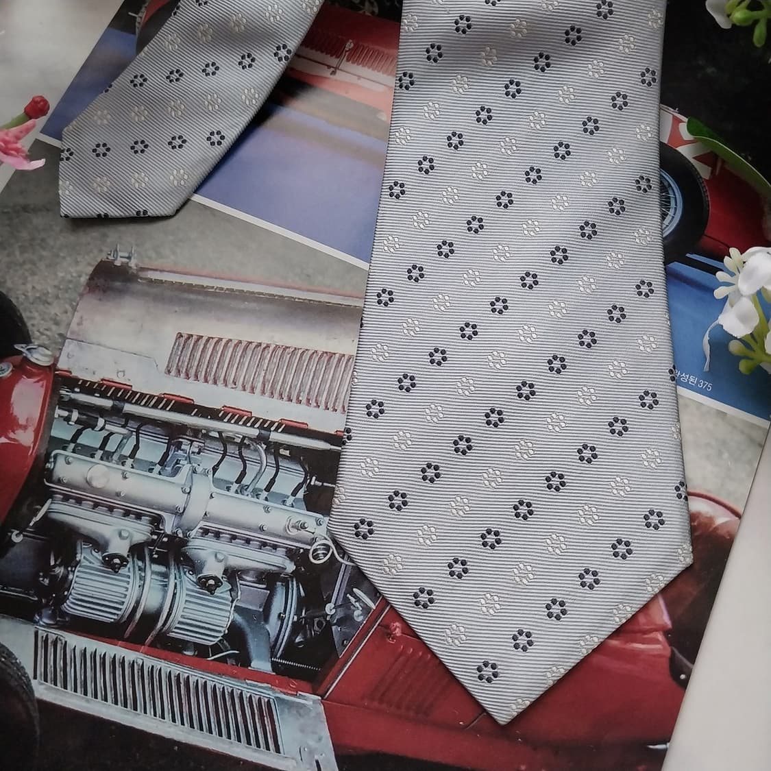 타이요 실크 하늘색 마이크로 패턴 넥타이 8.5cm 새제품  K1576
 상품이미지4