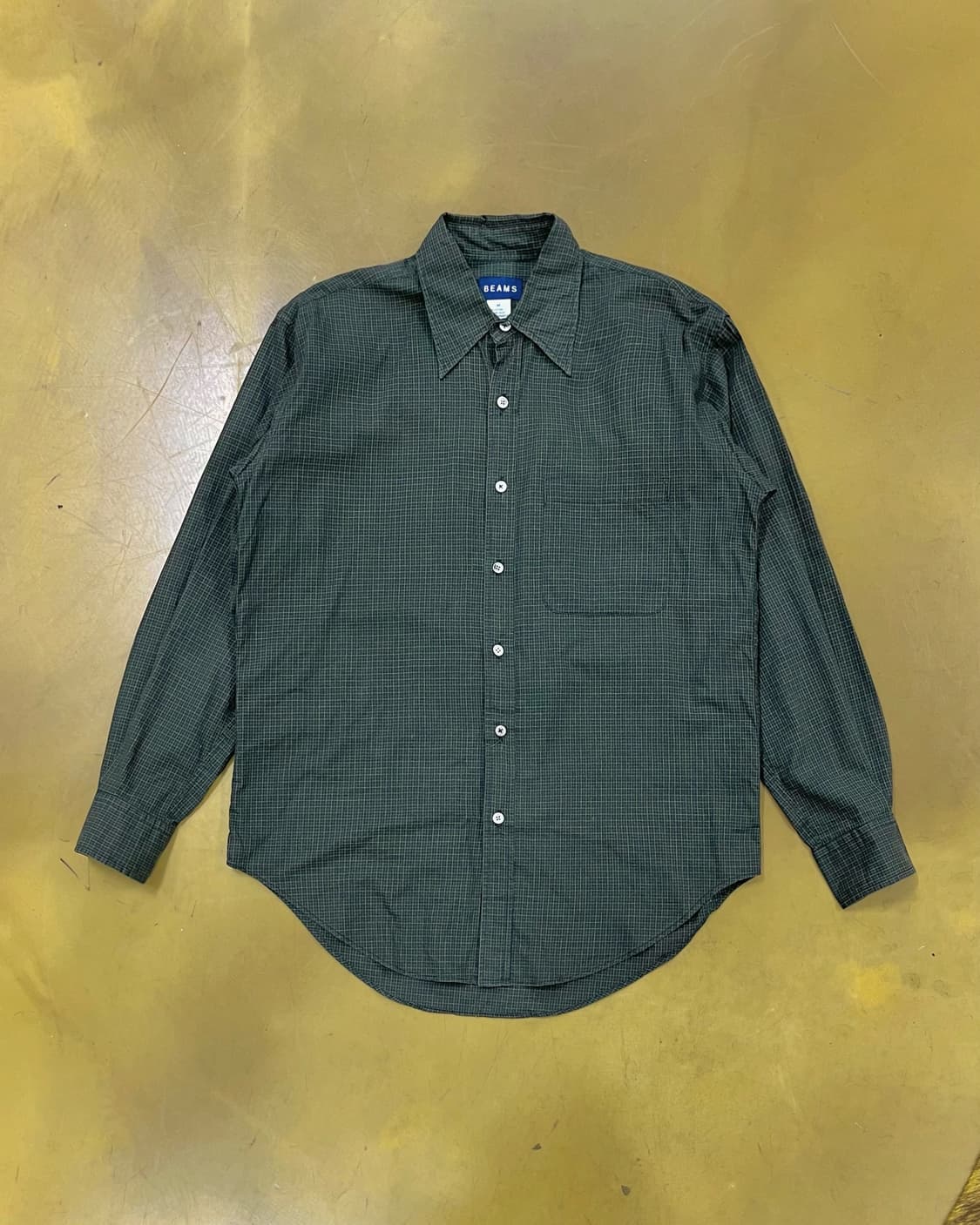 90s Old BEAMS Archive Green Check Shirt 상품이미지3