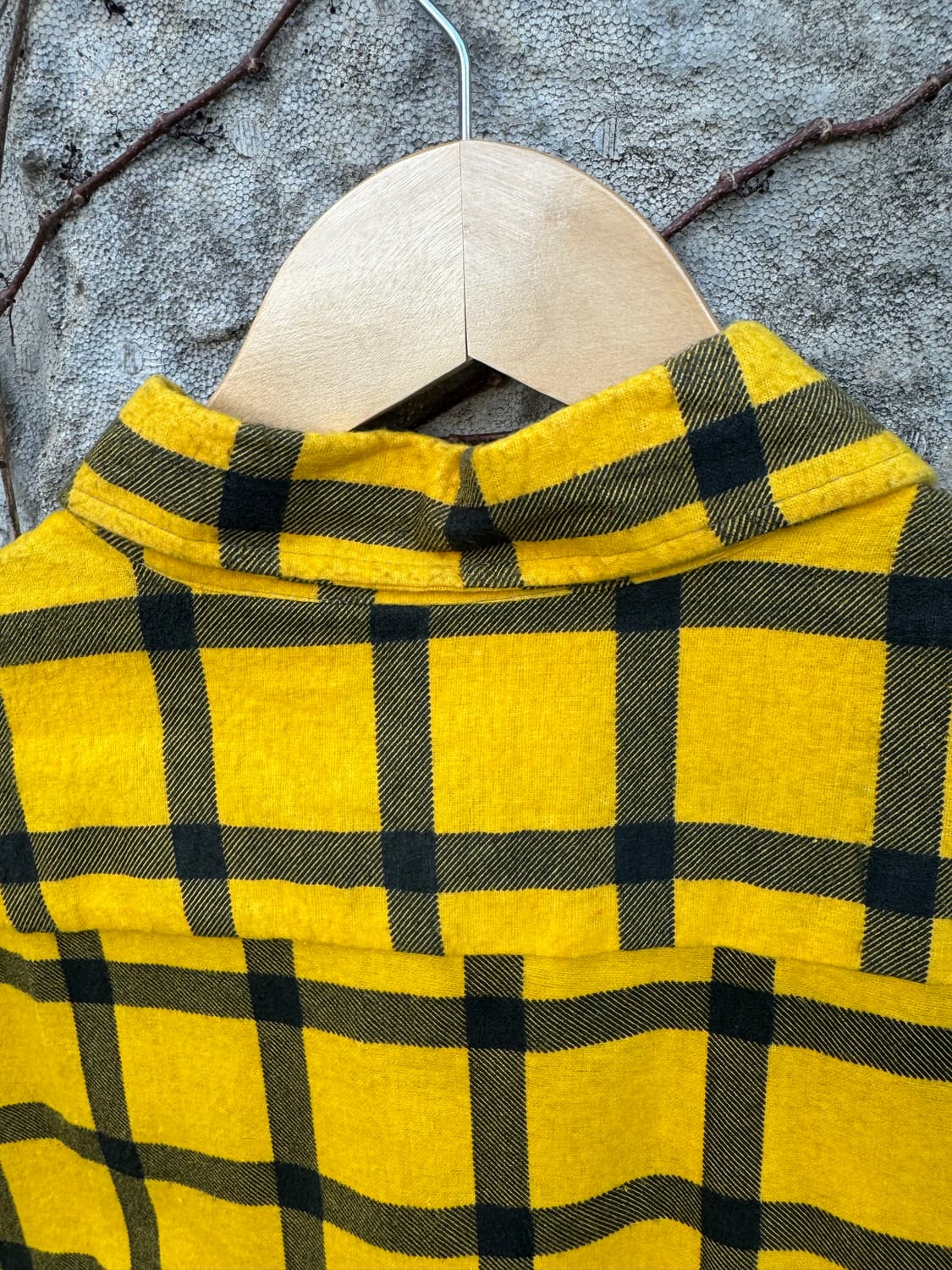 일본 빈티지 옐로우 체크 플란넬 셔츠 XL 상품이미지5