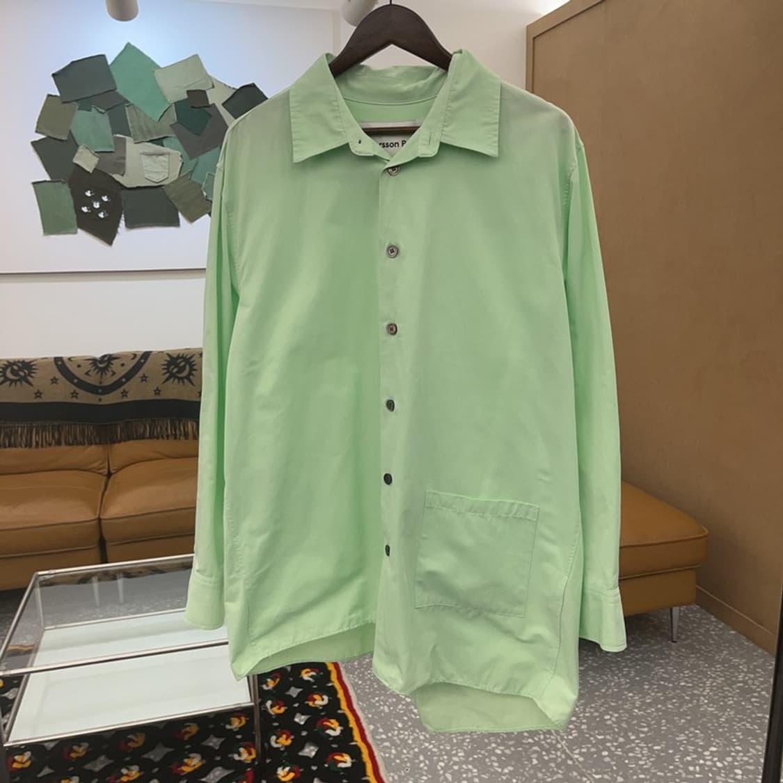 앤더슨벨 언발란스 피스타치오 그린 포켓 셔츠 L C07128 상품이미지3