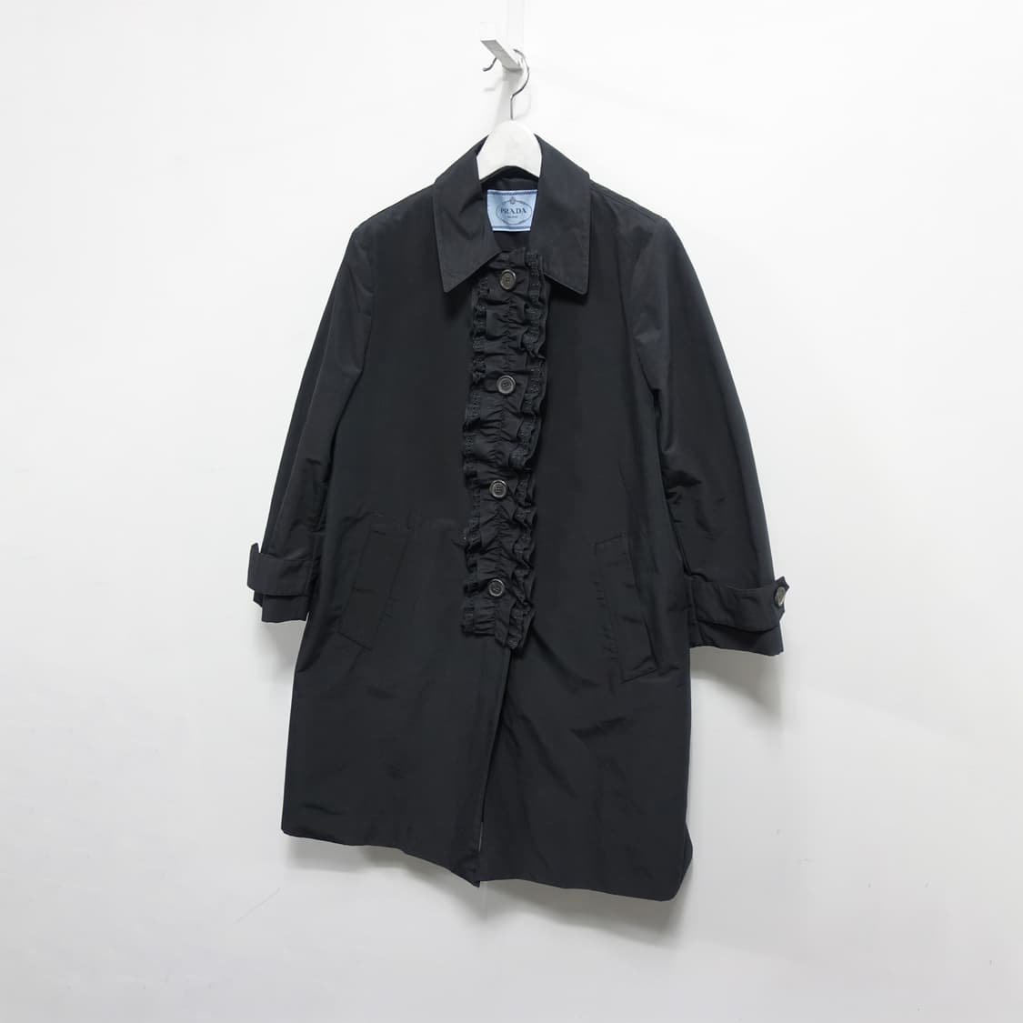 [40.L] PRADA 프라다 프릴 러플 스텐칼라 트렌치 코트 상품이미지3