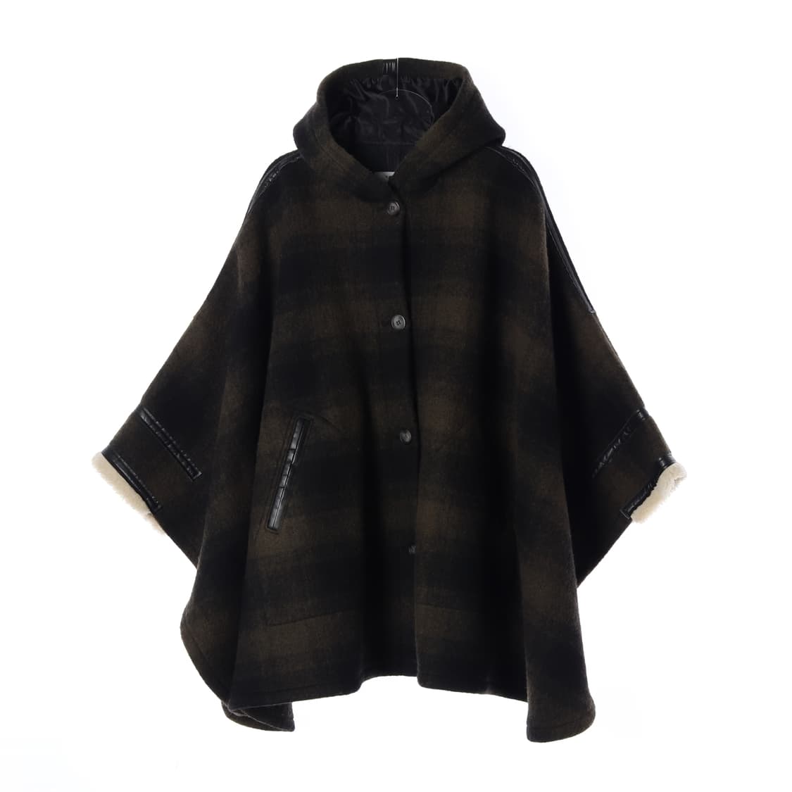 MM6 메종마르지엘라 카키 체크 후드 케이프 울 코트 S 상품이미지1